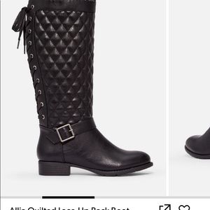 Allia Quilted Lace Up Black Boot